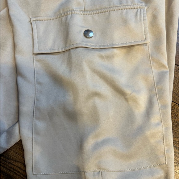 Zara Beige Satin Cargo Joggers Pants - Picture 5 of 6